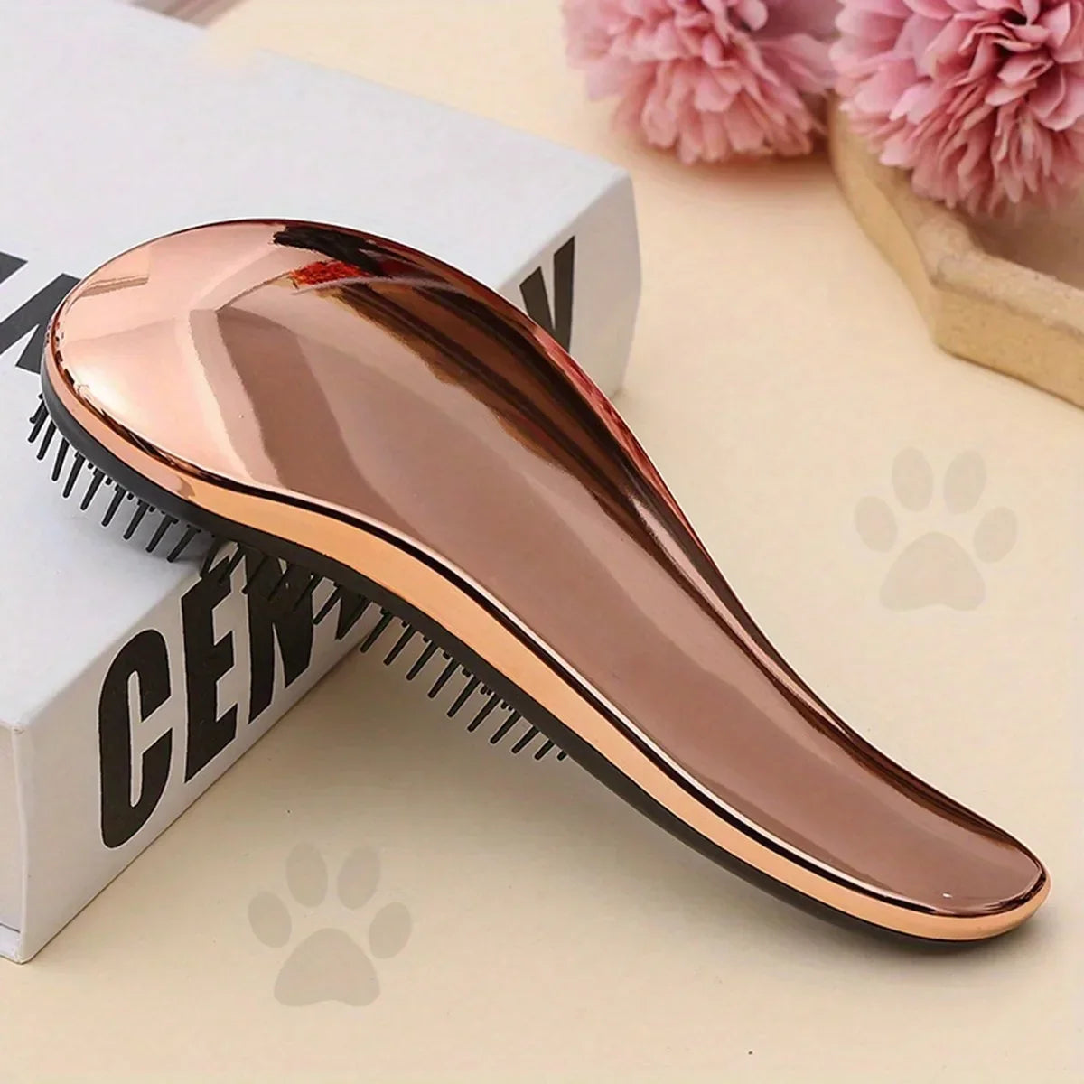 Kritter Krush 2-in-1 grooming brush with dual sides for detangling and smoothing pet fur, shown with textured bristles and handle.