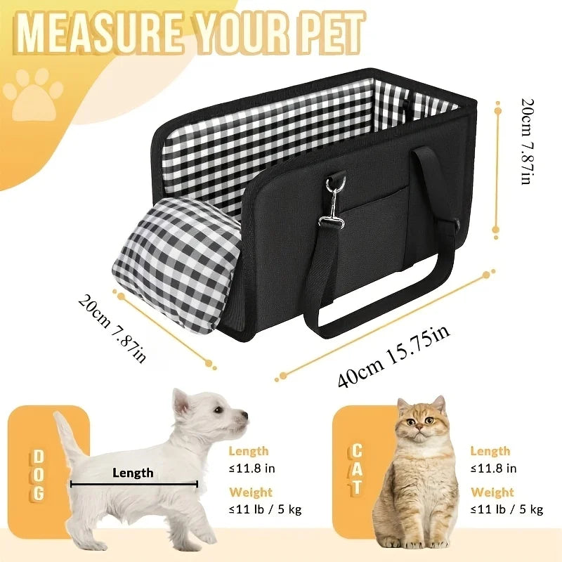 Kritter Krush small dog car seat with plush interior and safety harness for secure travel in a compact design.