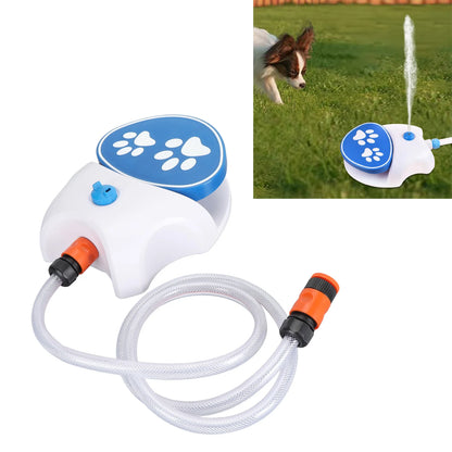 Kritter Krush outdoor paw-activated dog water fountain with a hose attachment and transparent water reservoir for easy monitoring