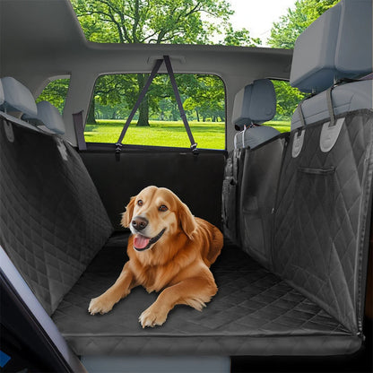 Kritter Krush dog car seat cover protecting vehicle seats with waterproof fabric and adjustable straps for pet travel safety.