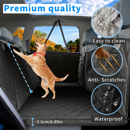 Kritter Krush dog car seat cover showing durable, waterproof fabric with side flaps for protecting car seats during travel.