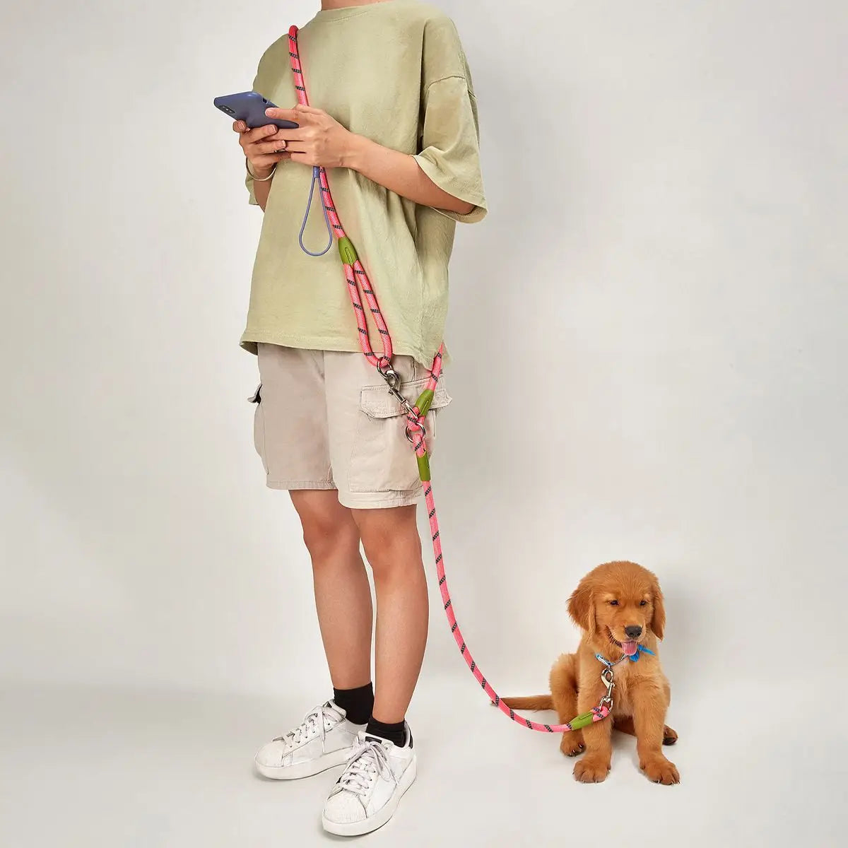 Elastic dog leash by Kritter Krush featuring a durable nylon strap and secure metal clasp for easy walking and control.