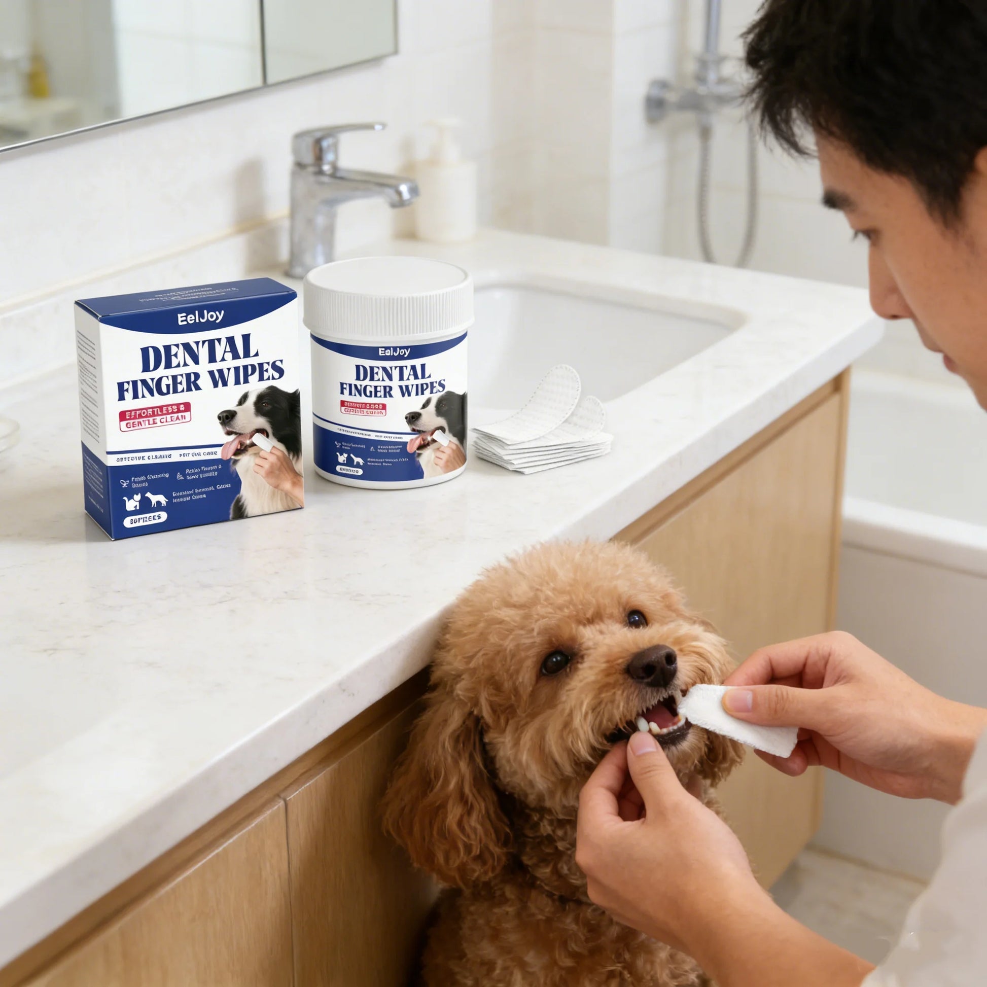 Kritter Krush teeth cleaning wipes for pets, soft and gentle dental wipes for fresh breath and oral health in pets.