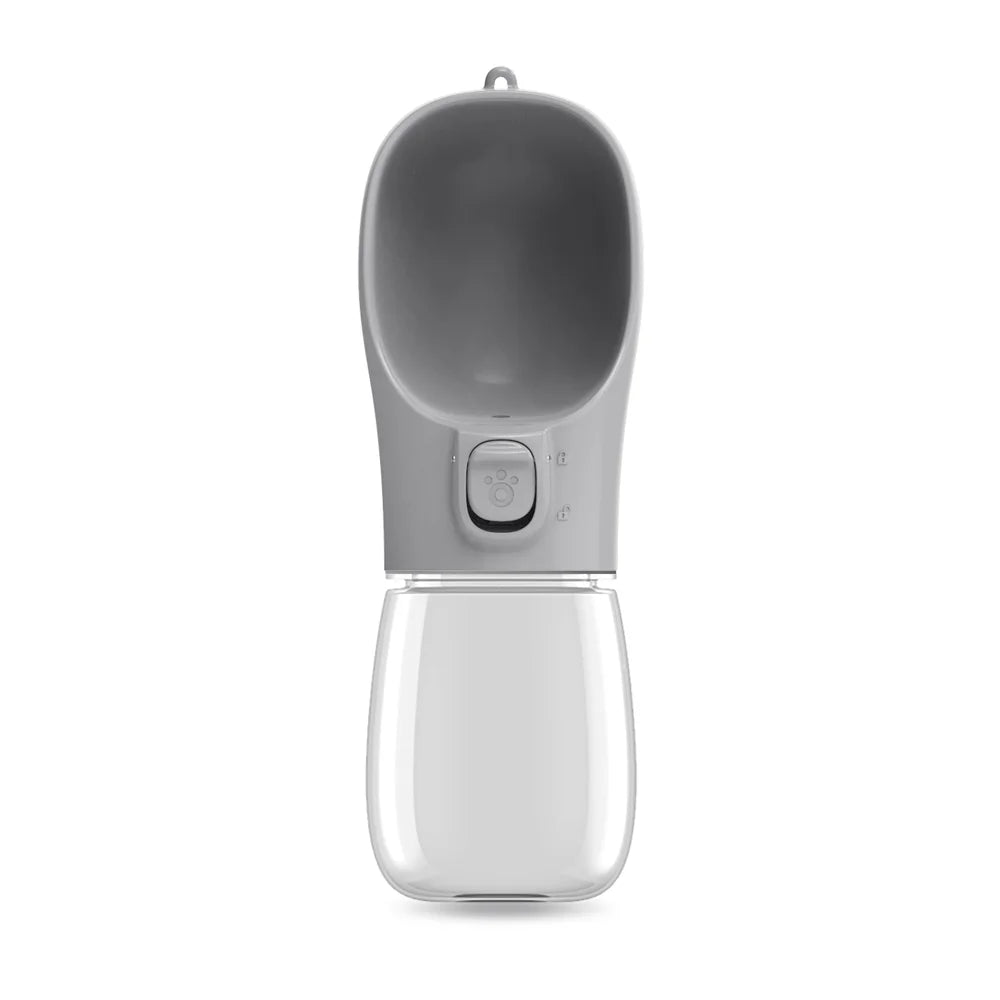 Kritter Krush pet water bottle shown with secure cap and dispensing nozzle for easy hydration on the go.
