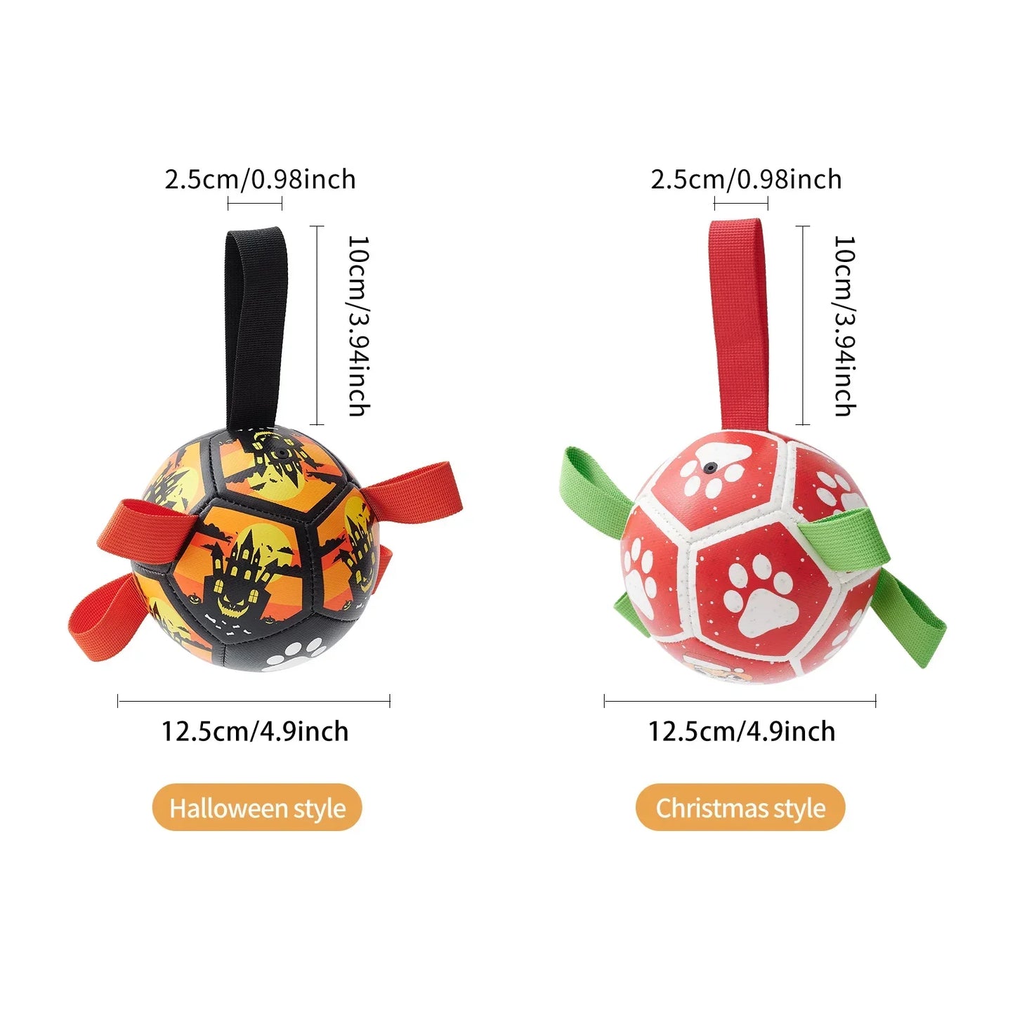 Kritter Krush dog soccer ball with a durable, rubber exterior and colorful design suitable for dogs to play and chew.