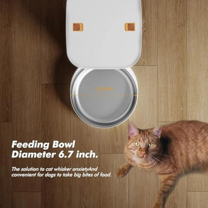 Kritter Krush Smart Cat Feeder with digital control panel and food tray, designed for automatic feline feeding.