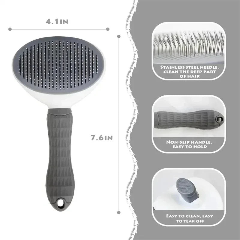 Kritter Krush self-cleaning pet hair remover brush showing its handle and bristles for easy hair removal from furniture and clothing.