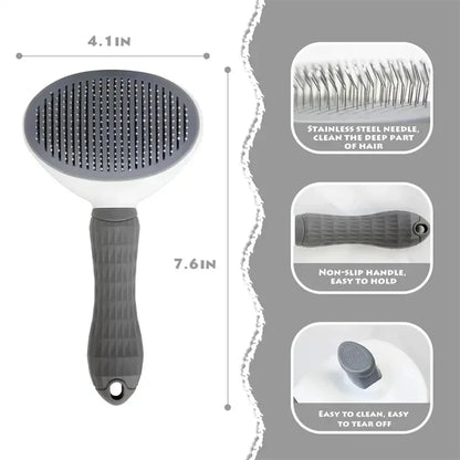 Kritter Krush self-cleaning pet hair remover brush showing its handle and bristles for easy hair removal from furniture and clothing.