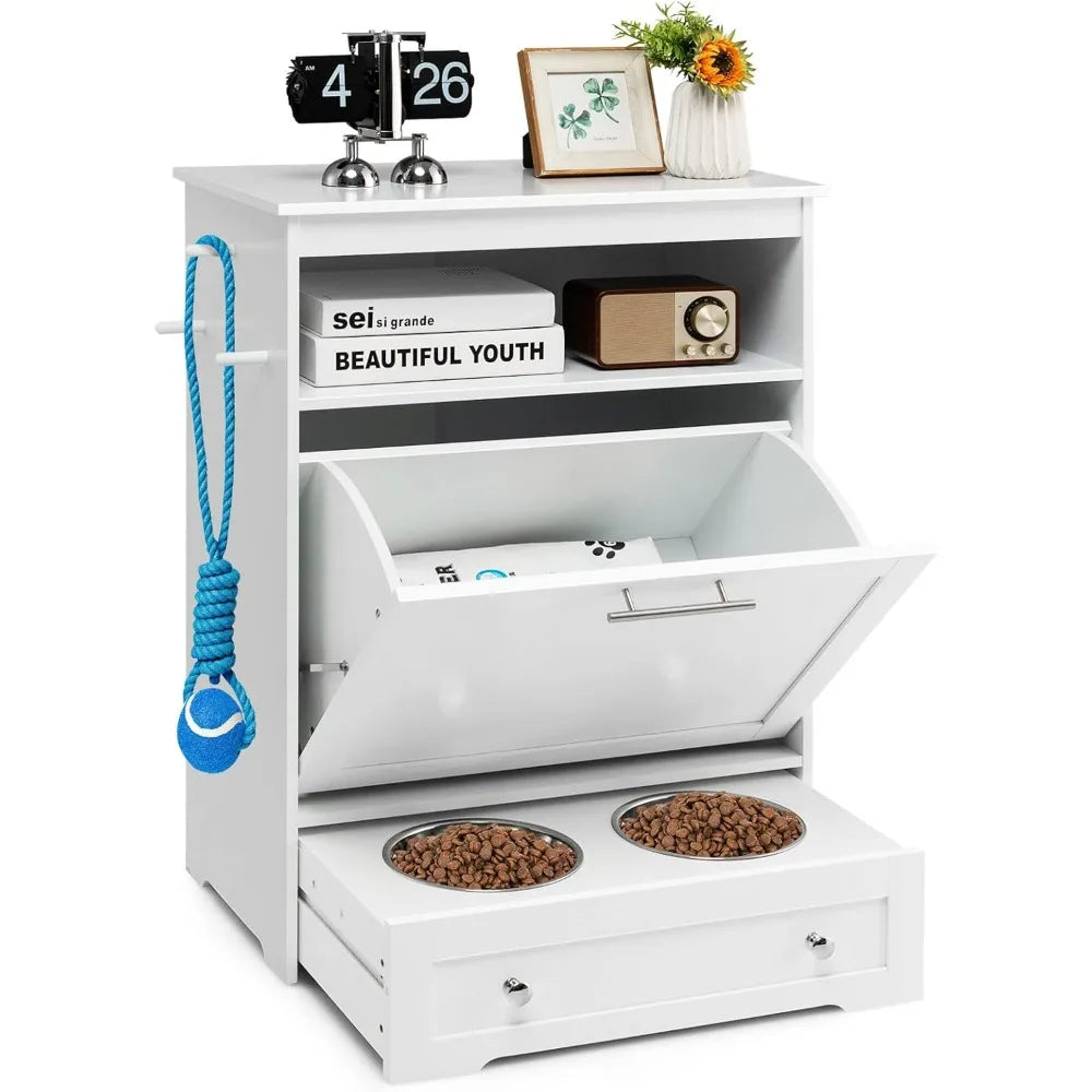Kritter Krush pet feeding station with multiple bowls for food and water, designed for cats and small dogs.
