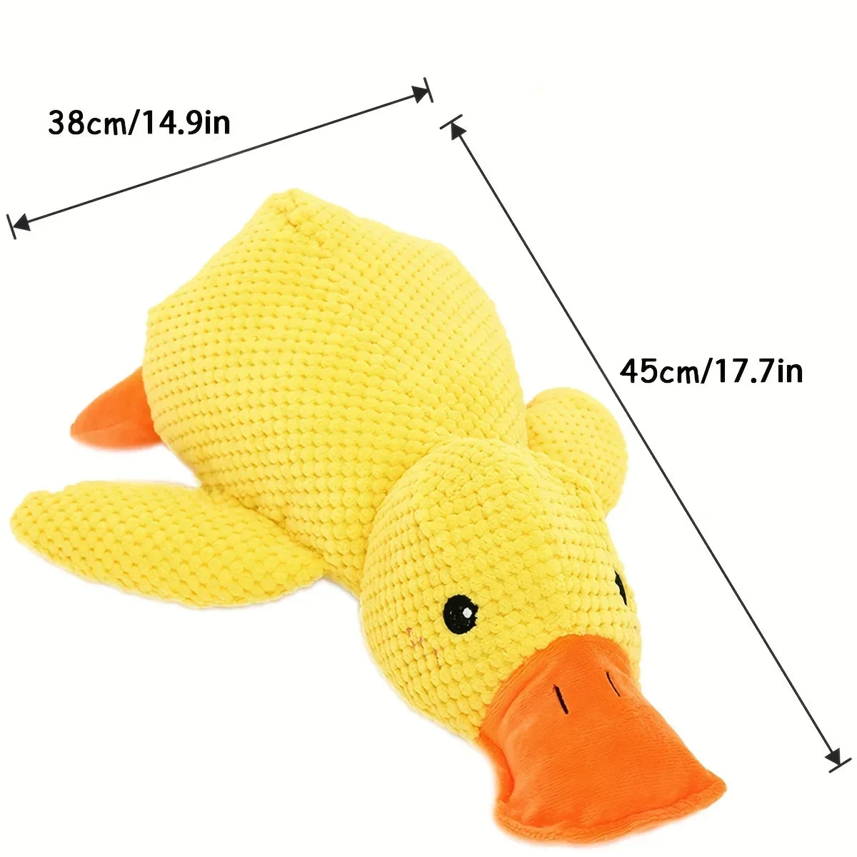 Soft Kritter Krush Duck plush toy with embroidered eyes and fluffy yellow feathers, perfect for cuddling and play.