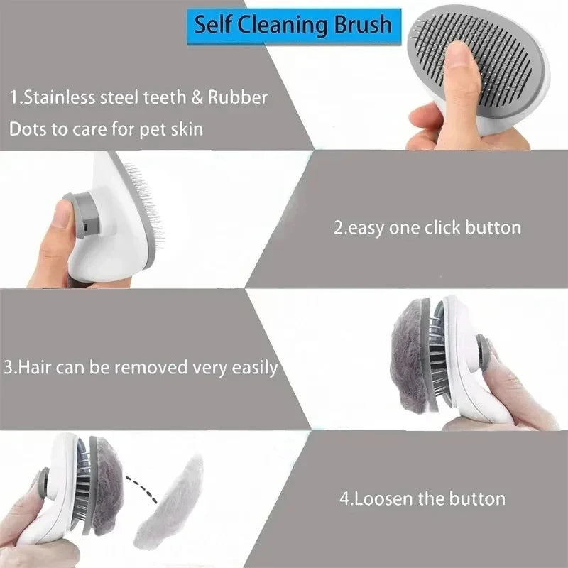 Kritter Krush self-cleaning pet hair remover brush with ergonomic handle and durable bristles for effective hair removal from furniture.