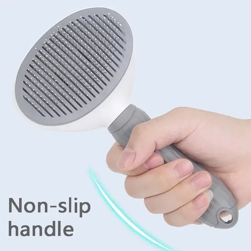 Kritter Krush Self Cleaning Pet Hair Remover Brush showing a close-up of the brush removing pet hair from a surface