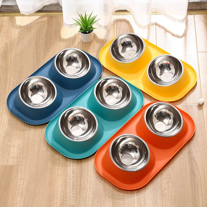 Stainless steel pet bowl by Kritter Krush with a shiny, durable surface suitable for cats or dogs.