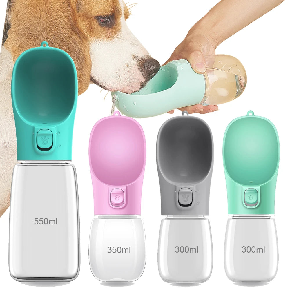 Kritter Krush pet water bottle with a clear drinking tube and convenient carrying loop for outdoor pet hydration.