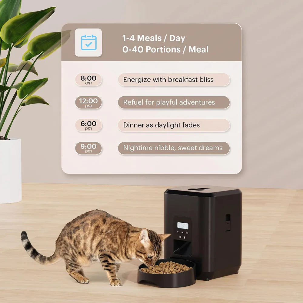 Kritter Krush smart automatic pet feeder with digital display and adjustable portion control, designed for convenient pet feeding.