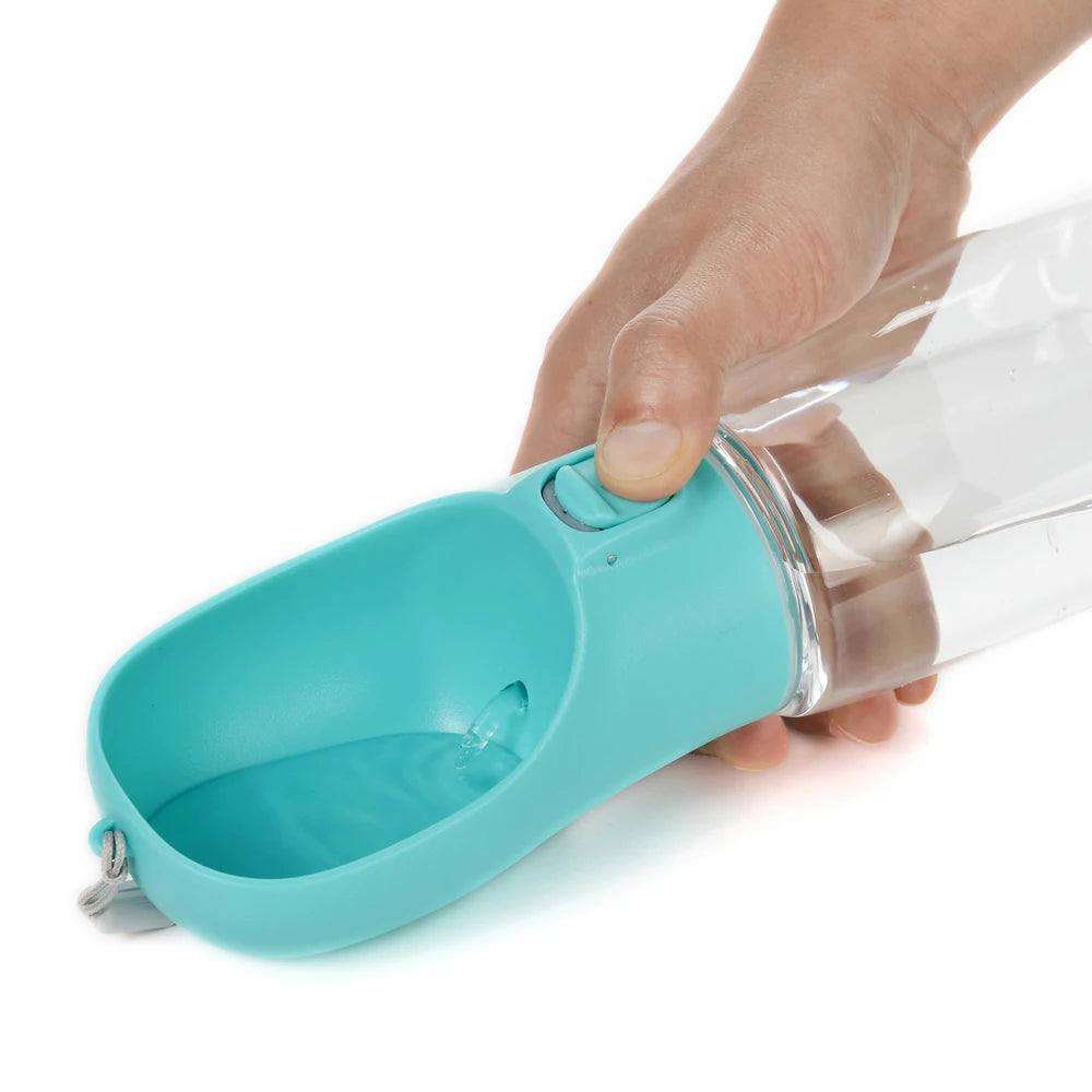 Kritter Krush pet water bottle with portable design, clear water reservoir, and easy-squeeze nozzle for pets on the go