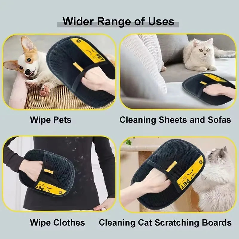 Kritter Krush pet grooming gloves with flexible finger design and soft bristles for gentle fur removal and shedding control.