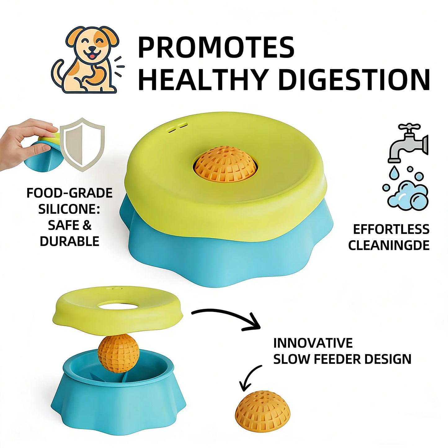 Kritter Krush Slow Lick Bowl for pets, designed to slow eating and promote healthy digestion, shown in a close-up image.