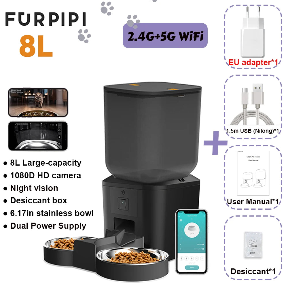 Kritter Krush Smart Cat Feeder with digital timer and food storage container for automatic pet feeding