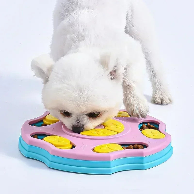 Kritter Krush interactive dog puzzle with multiple compartments and sliding pieces for engaging pet mental stimulation