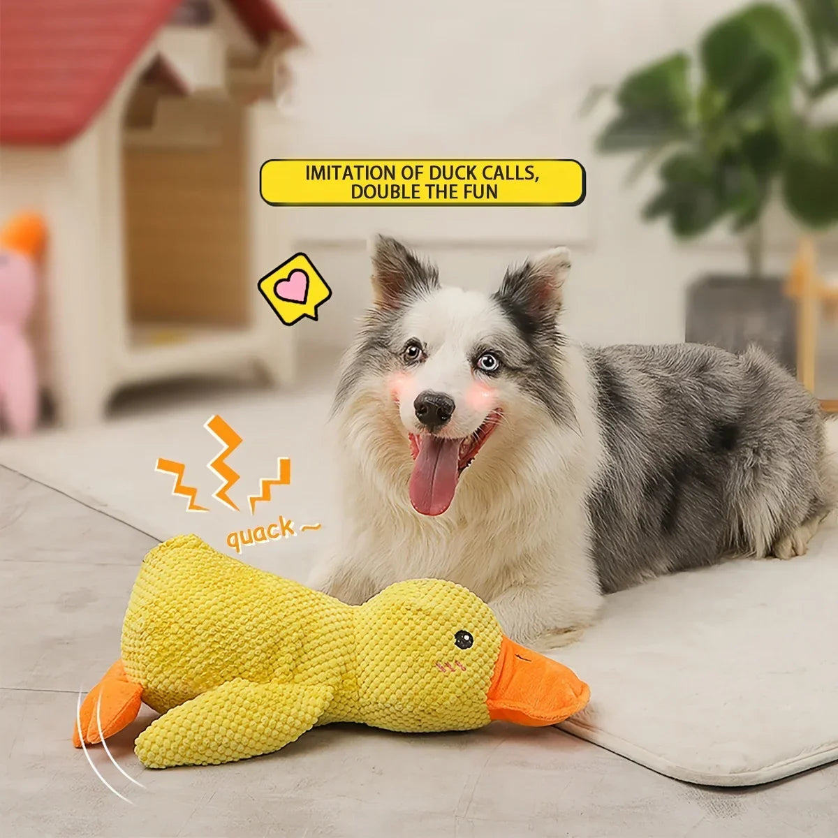 Soft yellow duck plush toy by Kritter Krush, featuring a cute face and plush fabric, perfect for cuddling or decorative display.
