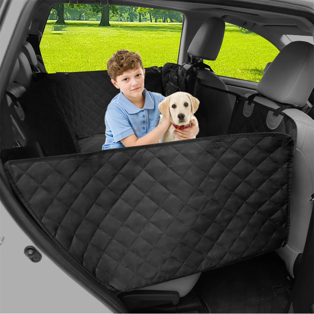 Kritter Krush dog car seat cover displaying a durable, waterproof fabric with adjustable straps for secure vehicle installation