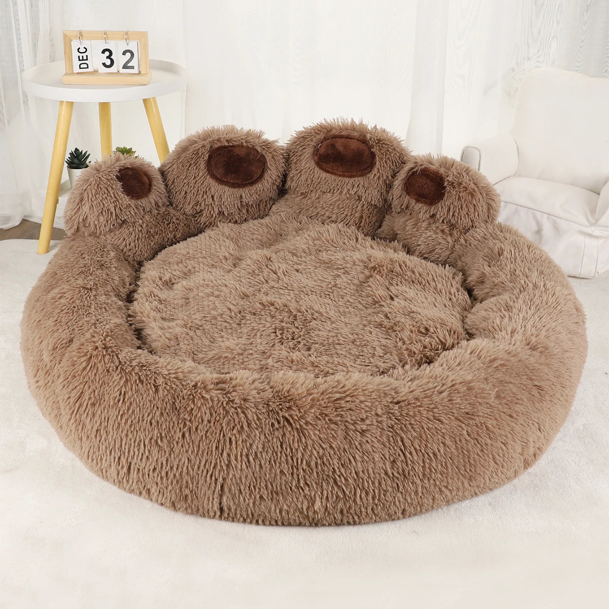 Soft, plush Kritter Krush fluffy dog bed with cushioned sides and cozy interior for comfortable pet relaxation.