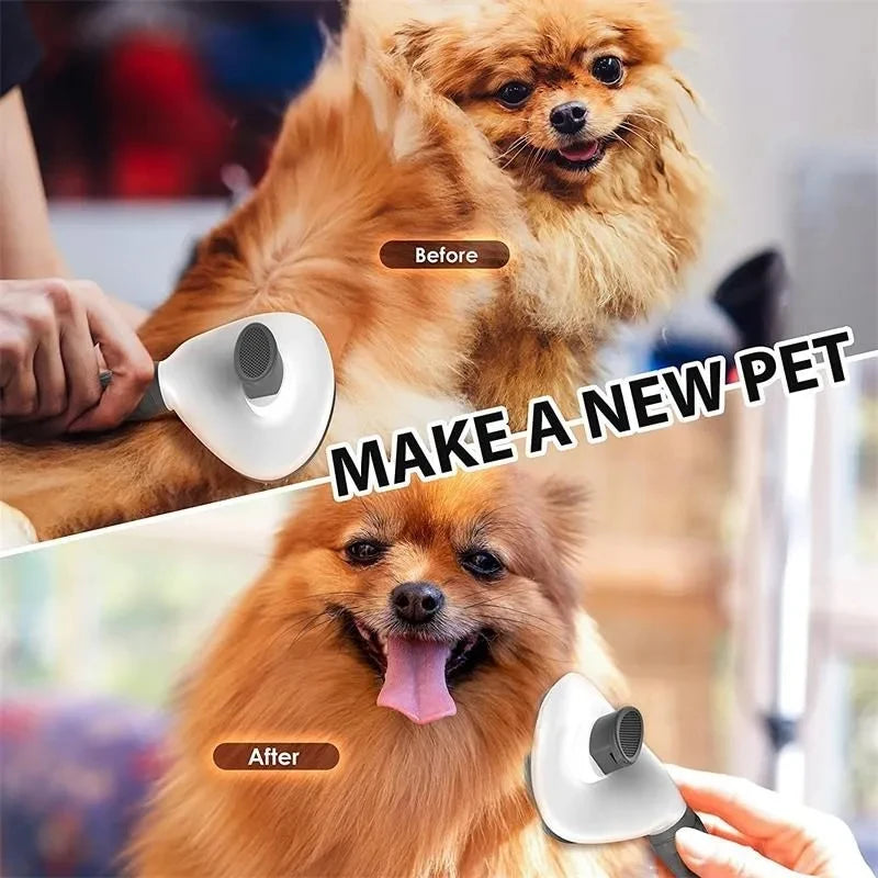 Kritter Krush Self Cleaning Pet Hair Remover Brush with ergonomic handle and hair collection mechanism on a white background.