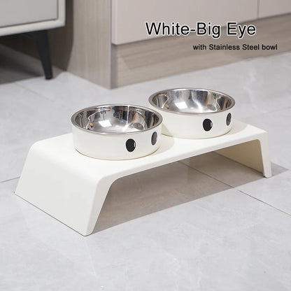 Elevated Kritter Krush pet feeder with stainless steel bowls on a raised stand for easy feeding.