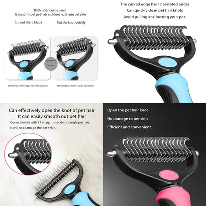 Kritter Krush cat grooming comb with ergonomic handle and metal teeth for easy pet fur detangling and grooming.