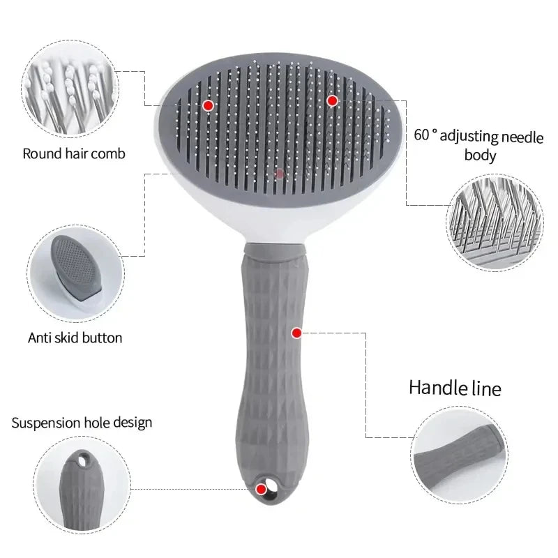 Kritter Krush self-cleaning pet hair remover brush with ergonomic handle and hair collection features on a white background