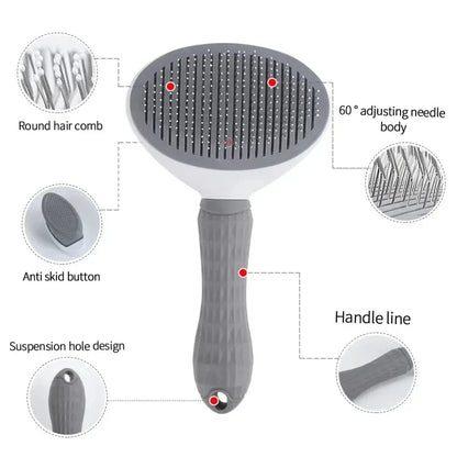 Kritter Krush self-cleaning pet hair remover brush with ergonomic handle and hair collection features on a white background