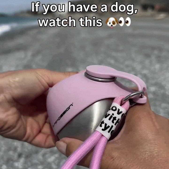 WagFlask™ Stainless Steel Dog Water Bottle with Built-In Bowl & Lanyard 285ml/9.6 floz