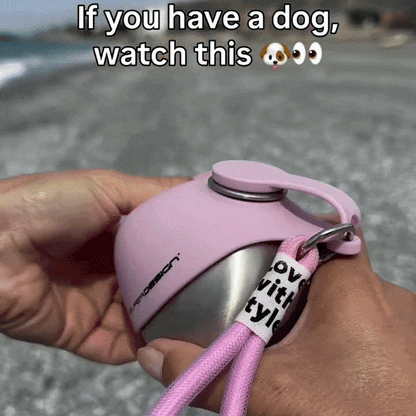 WagFlask™ Stainless Steel Dog Water Bottle with Built-In Bowl & Lanyard 285ml/9.6 floz